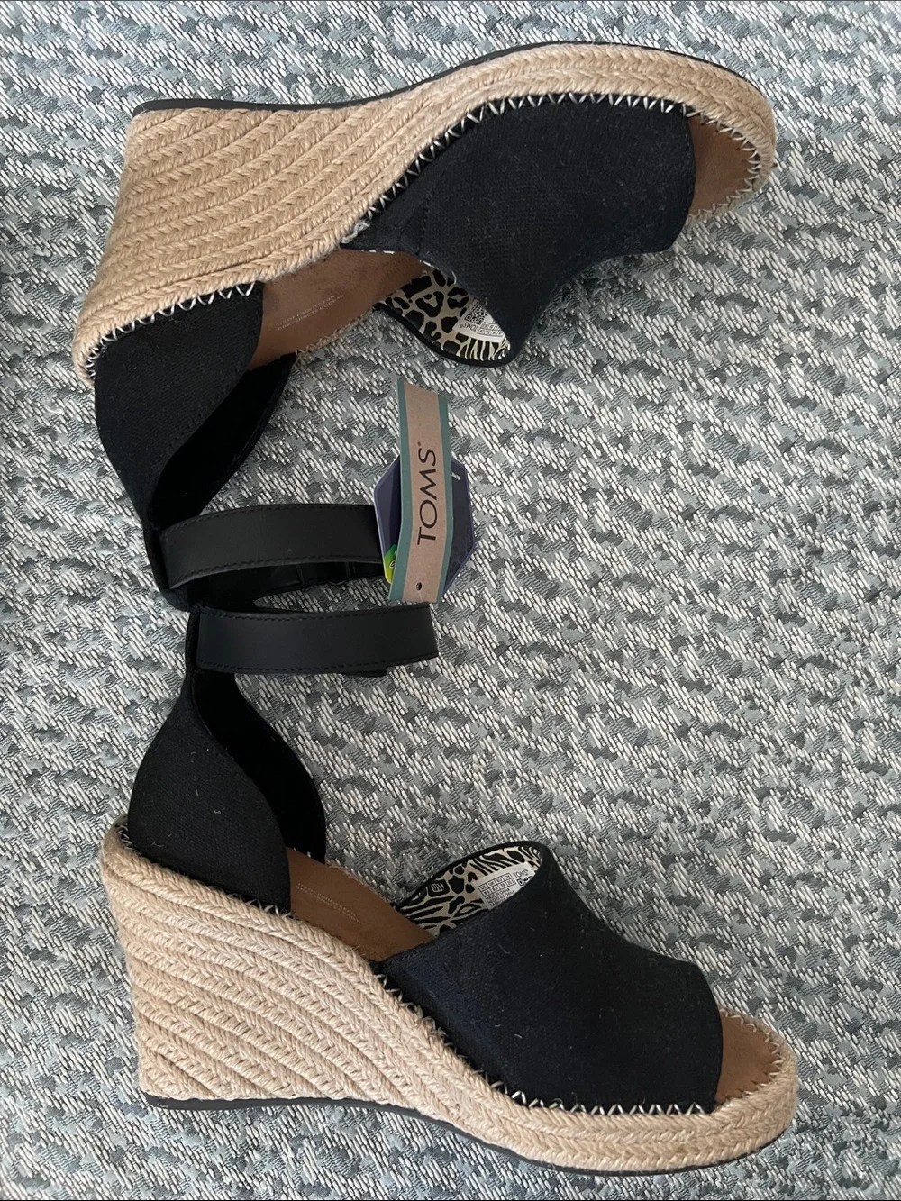 Tom’s Black Marisol Espadrille Wedge Sandals